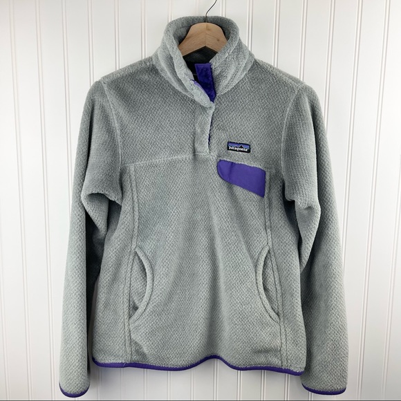 Patagonia Retool Snap-T Fleece Pullover Gray Purple Size Small - Picture 2 of 9